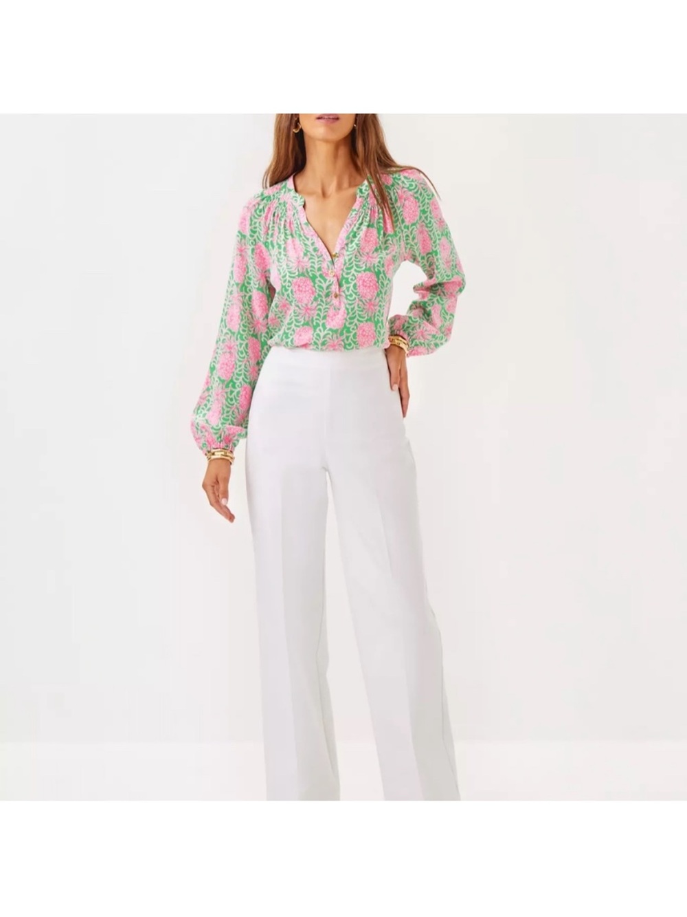 Lilly Pulitzer White High-Rise Wide-Leg Trousers Ella Marie Pant